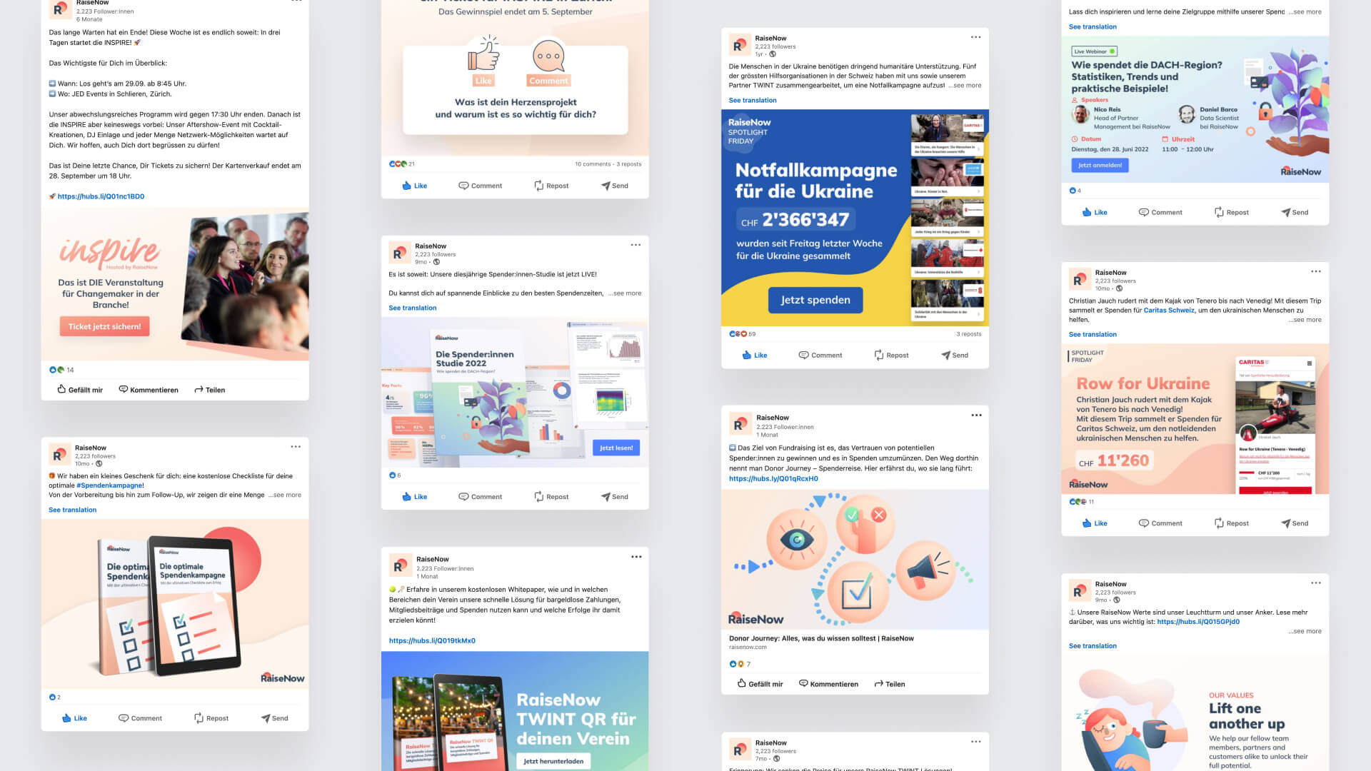 Some of our social media announcements on Linkedin | RaiseNow