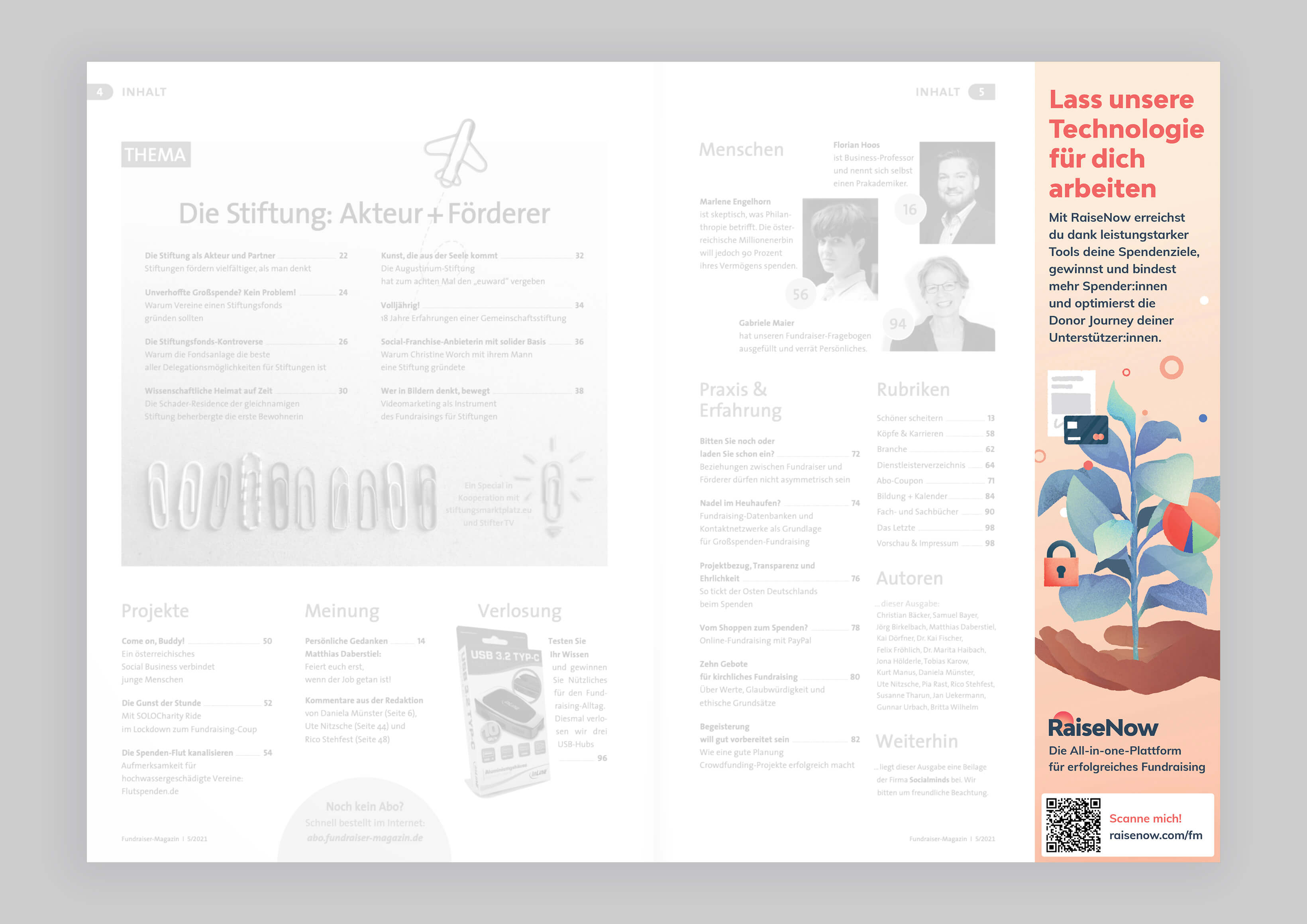 1/3 page printed ad in Fundraiser Magazin | RaiseNow