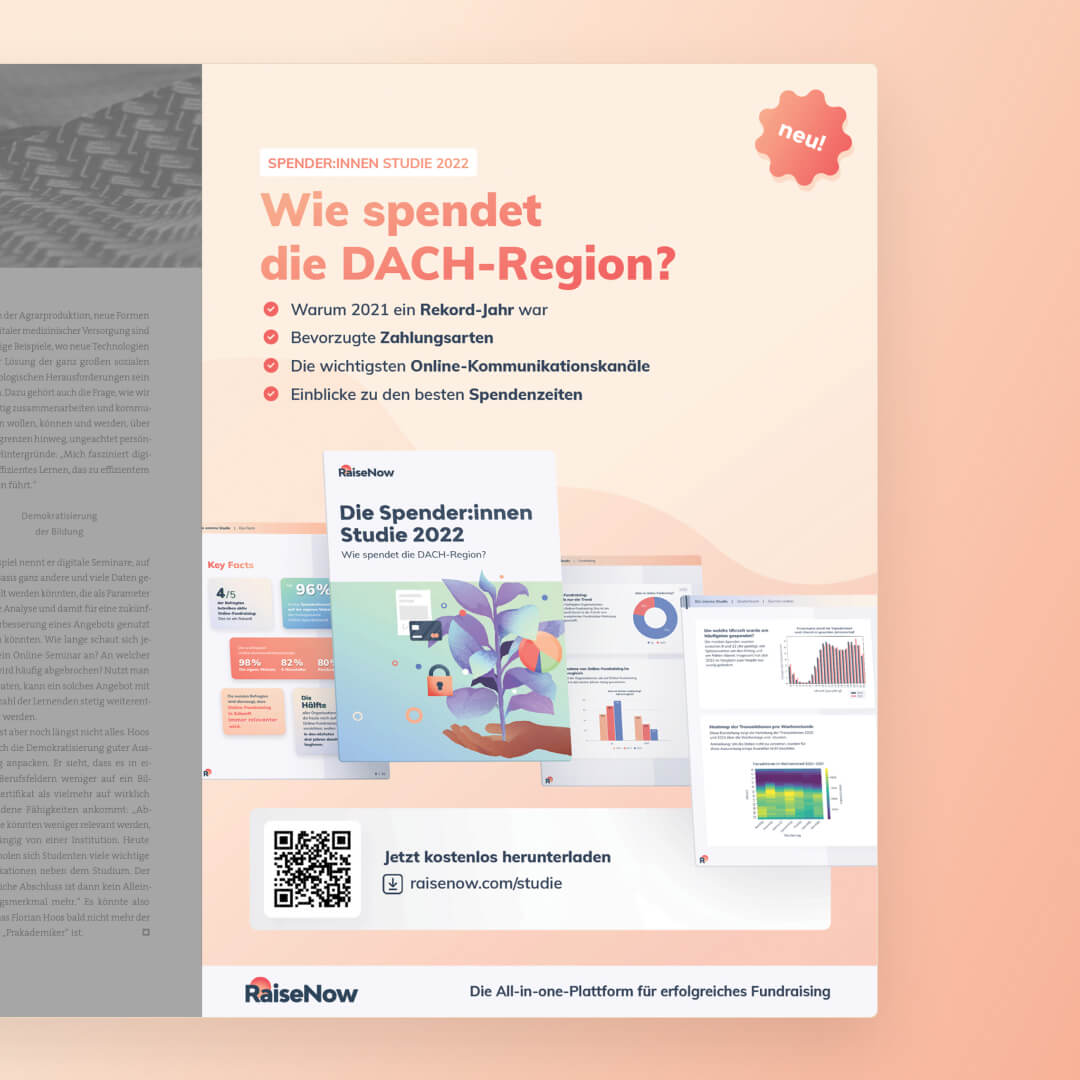 Full page printed ad in Fundraiser Magazin | RaiseNow